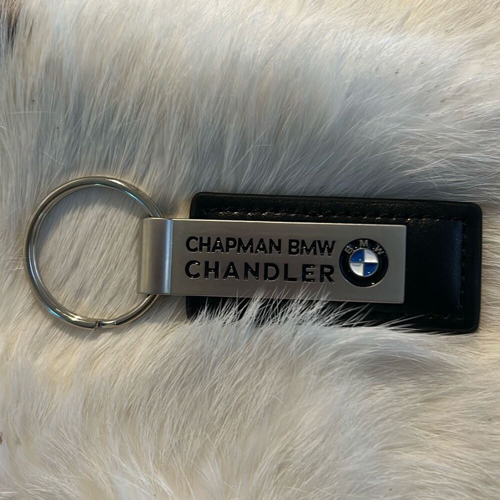 BMW Black Leather Keychain